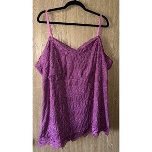 Plus Size Purple  Lace Babydoll Tank Camisole Top Size 4 Torrid / 26W NWT